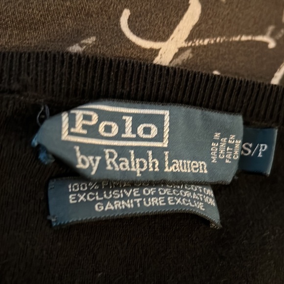 Black Polo Sweater with Purple Horse size small - Picture 3 of 3